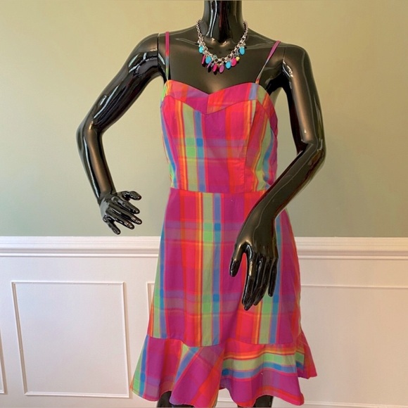 A NEW DAY VIBRANT MADRAS PLAID SUNDRESS • SPAGHETTI STRAPS • FISHTAIL HEM•SZ XXL - Picture 17 of 17